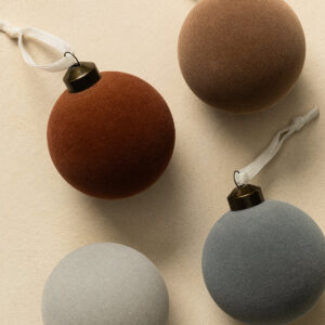 3" Assorted Flocked Baubles (Set of 4)